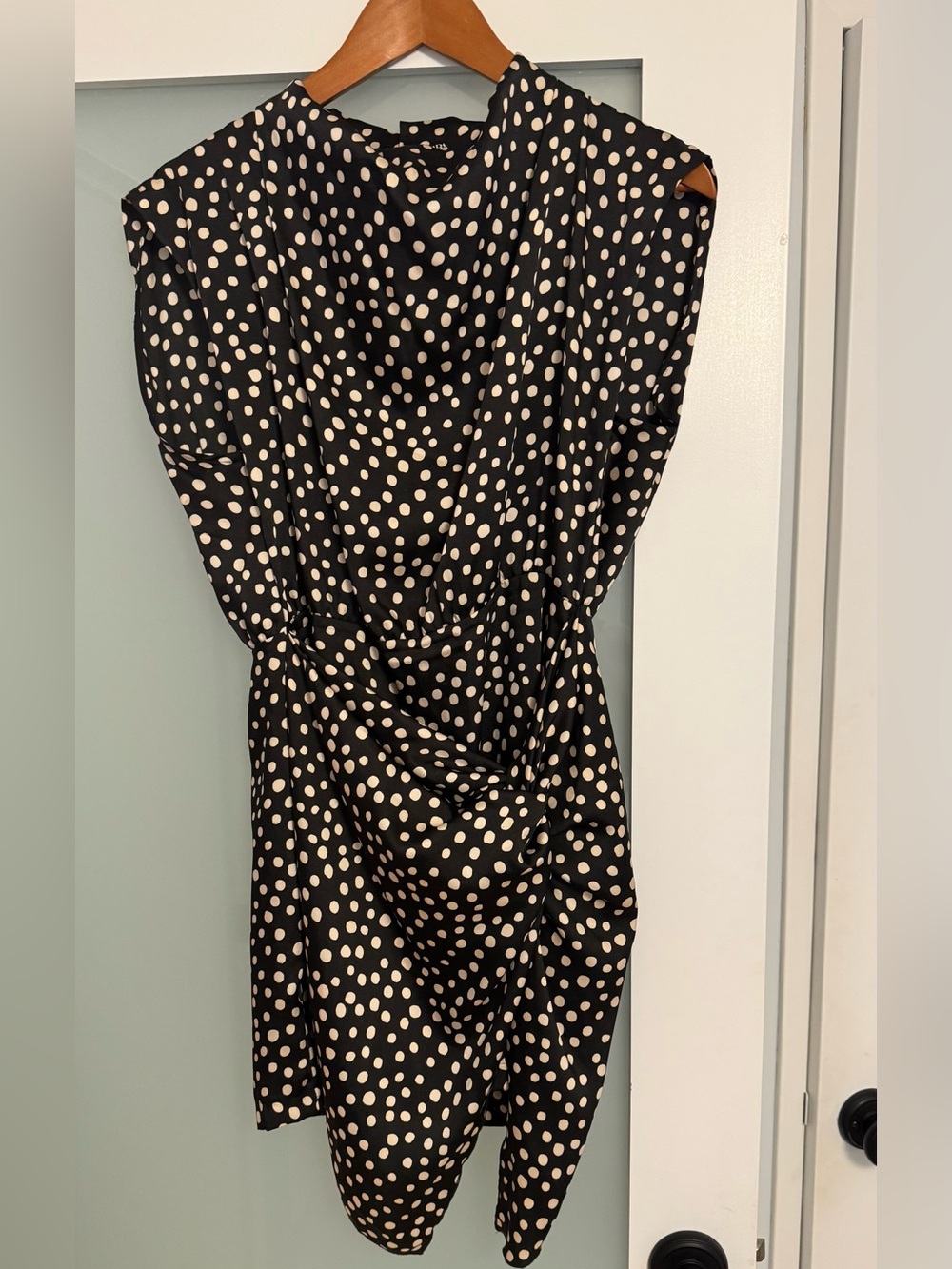 Zara Black Dress with Cream Polka Dots
